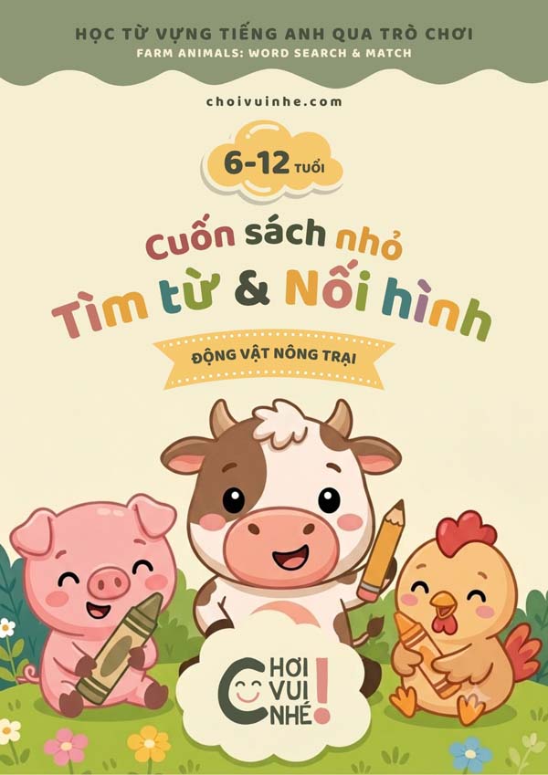 tìm từ và nối chữ động vật nông trại bằng tiếng Anh