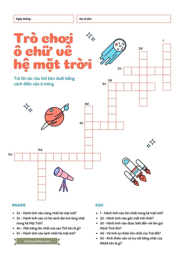 Trò chơi ô chữ về hệ mặt trời